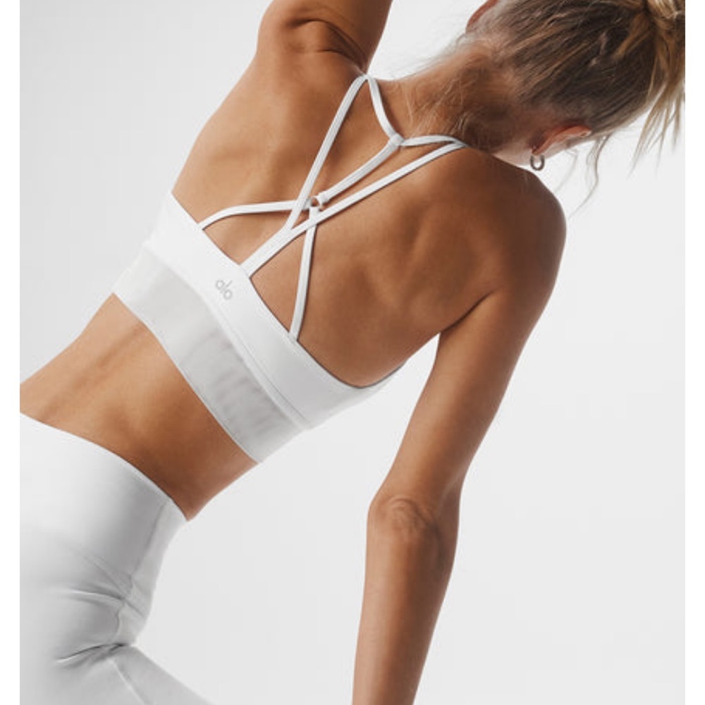 ALO Yoga White Strappy Sports Bra